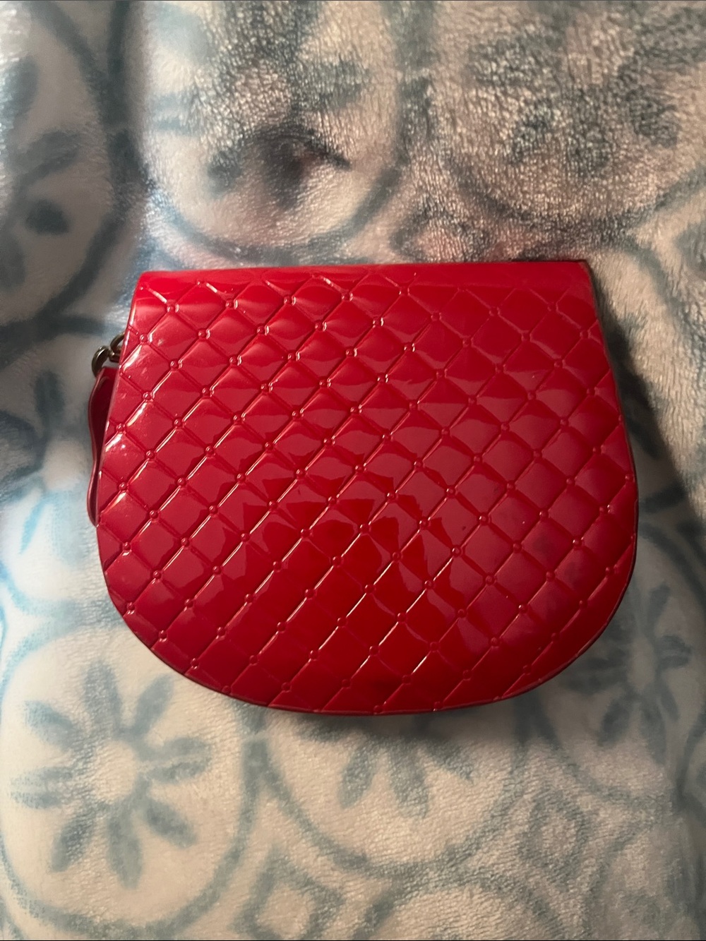 Glossy Quilted Red Pouch - Women's Small wallet